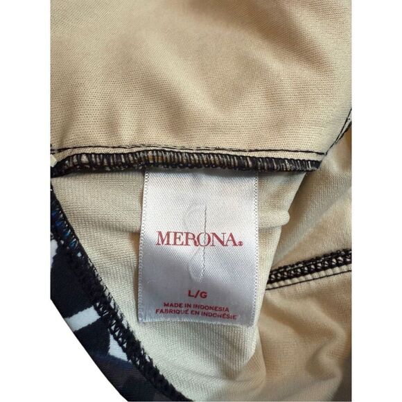 Merona Geometric Print Green Blue Black Halter One Piece Padded Swimsuit Large - Picture 6 of 15